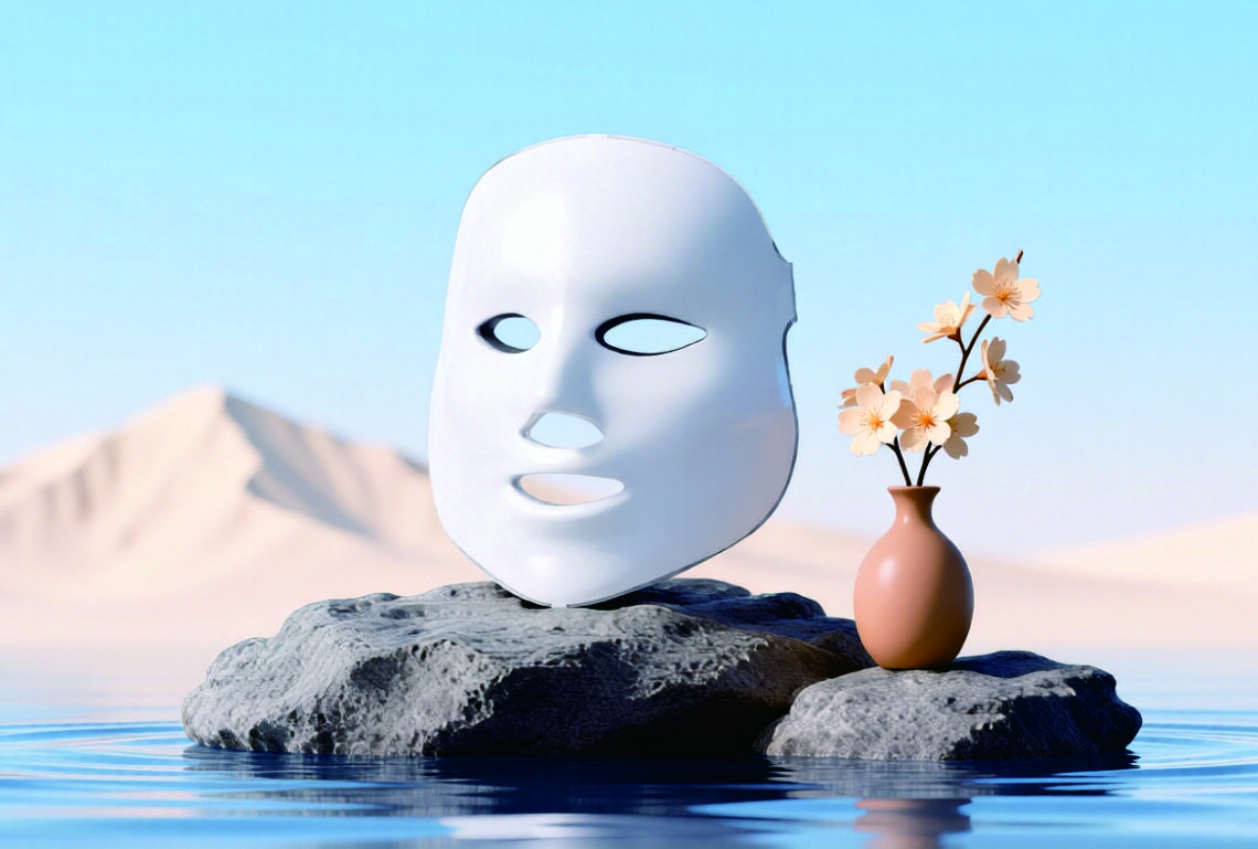 White LED face mask from supplier product materials